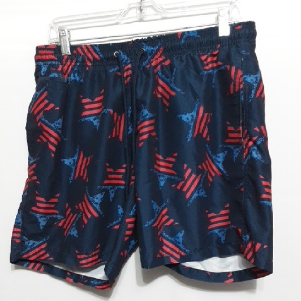 Free Planet Navy and Red‎ Patterned Swim Trunks